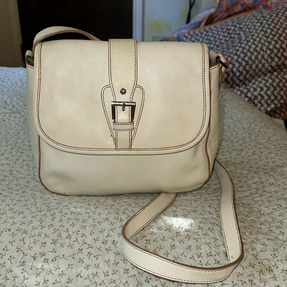 Etienne Aigner Cream Leather Cross Body Shoulder Bag Vintage (D)